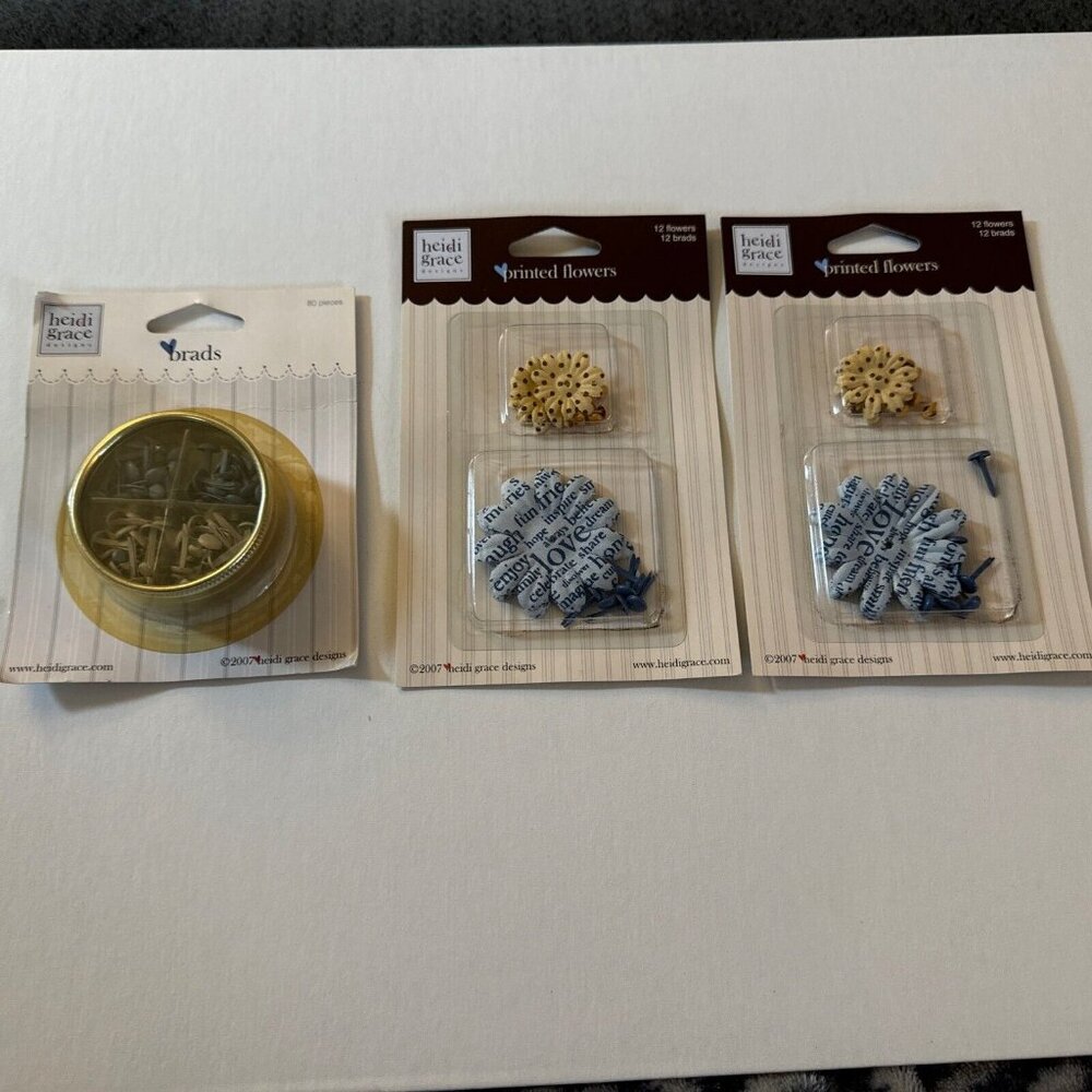 New Heidi Grace Brads Printed Flowers Blue Yellow   D26